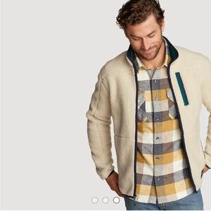 Eddie Bauer Chilali Faux Shearling Fleece Jacket XLARGE beige